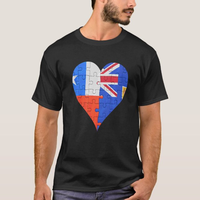 Chilean Turks And Caicos Flag Heart T-Shirt (Front)