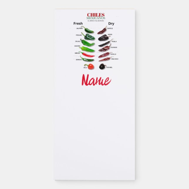 Chiles Fresh and Dry Thunder_Cove  Magnetic Notepad (Front)