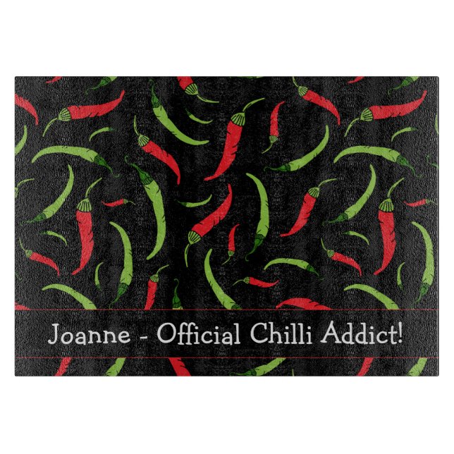 Chili Addict Spicy Food Lover Chilli Peppers Cutting Board (Front)