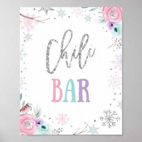 Chili Bar Food Winter Onederland Girl Birthday Poster