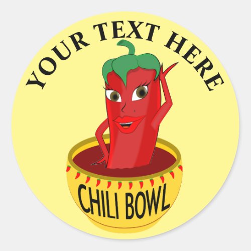 Chili Bowl Cartoon Drawing  Classic Round Sticker