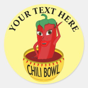 Chili Bowl Cartoon Drawing Classic Round Sticker