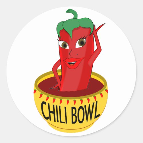 Chili Bowl Cartoon Drawing Classic Round Sticker