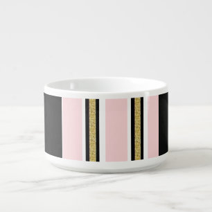 Chili Bowl Pink & White Gold Black Stripe