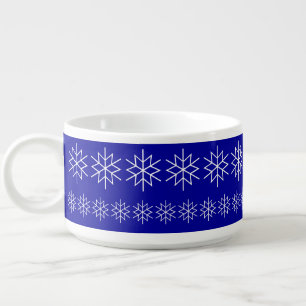 Chili Bowl - White Snowflake on Blue