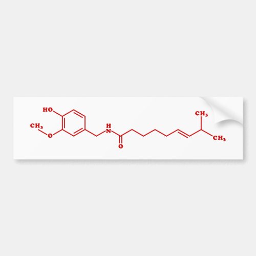Chili Capsaicin Molecular Chemical Formula Bumper Sticker
