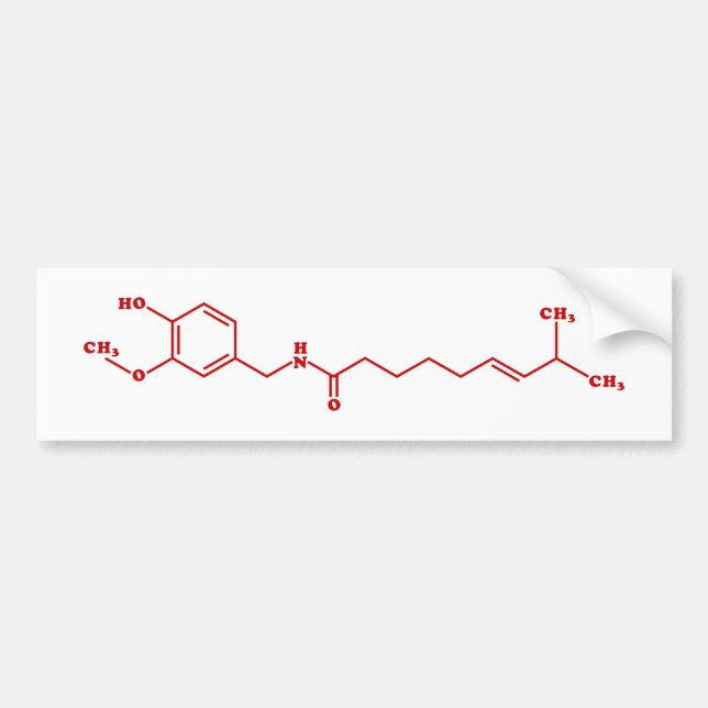 Chili Capsaicin Molecular Chemical Formula Bumper Sticker (Front)