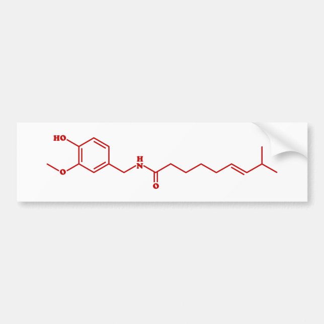 Chili Capsaicin Molecular Chemical Formula Bumper Sticker (Front)