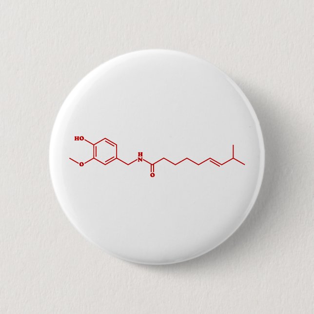 Chili Capsaicin Molecular Chemical Formula Button (Front)