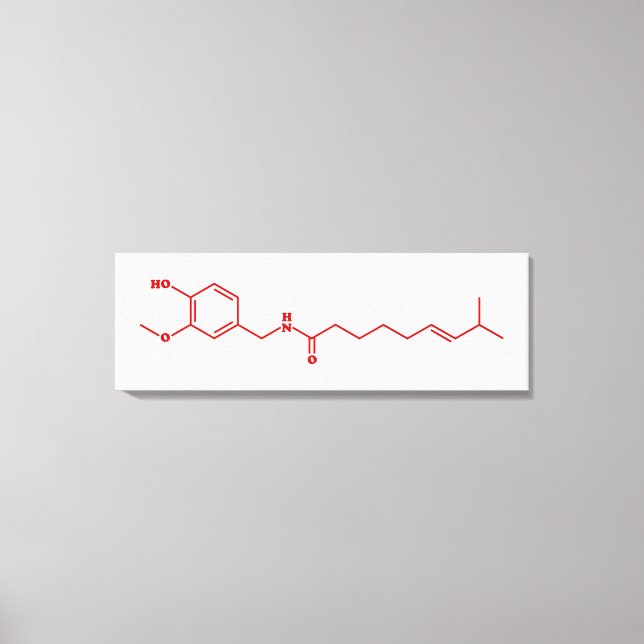 Chili Capsaicin Molecular Chemical Formula Canvas Print (Front)