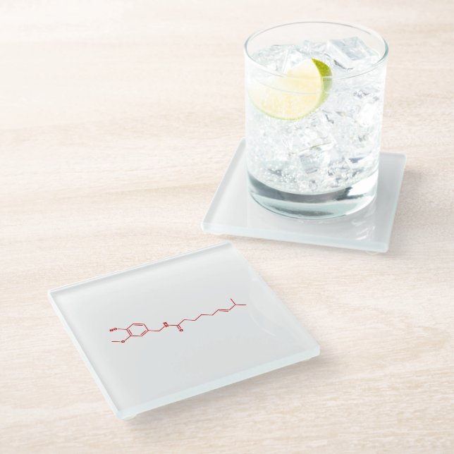 Chili Capsaicin Molecular Chemical Formula Glass Coaster (Angled)