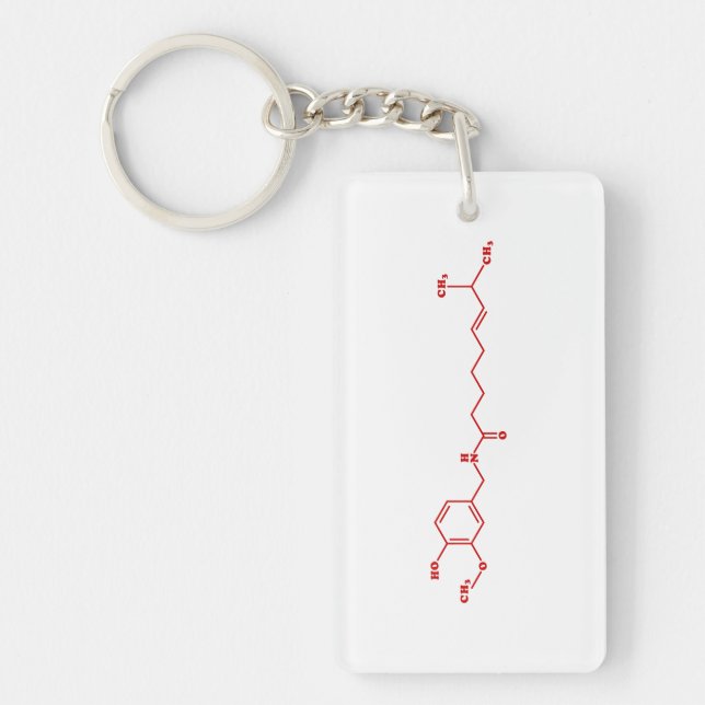 Chili Capsaicin Molecular Chemical Formula Keychain (Front)