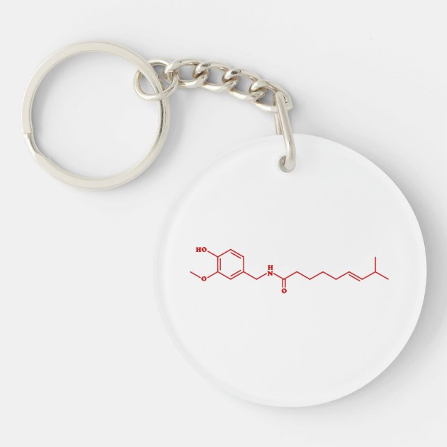 Chili Capsaicin Molecular Chemical Formula Keychain (Front)