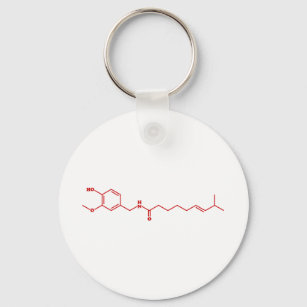 Chili Capsaicin Molecular Chemical Formula Keychain
