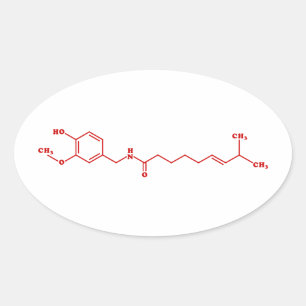 Chili Capsaicin Molecular Chemical Formula Oval Sticker