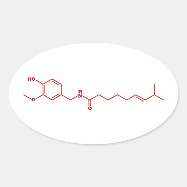 Chili Capsaicin Molecular Chemical Formula Oval Sticker (Front)