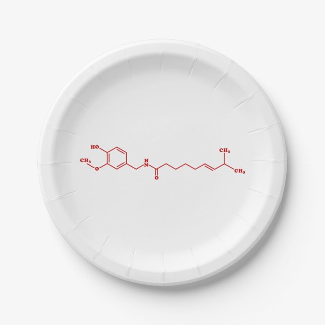 Chili Capsaicin Molecular Chemical Formula Paper Plates (Front)