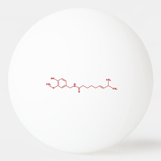 Chili Capsaicin Molecular Chemical Formula Ping Pong Ball (Front)