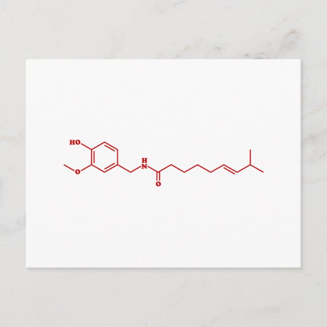 Chili Capsaicin Molecular Chemical Formula Postcard (Front)