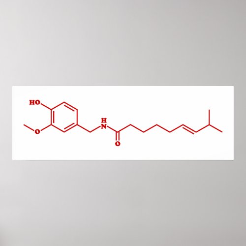 Chili Capsaicin Molecular Chemical Formula Poster