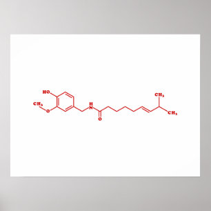 Chili Capsaicin Molecular Chemical Formula Poster