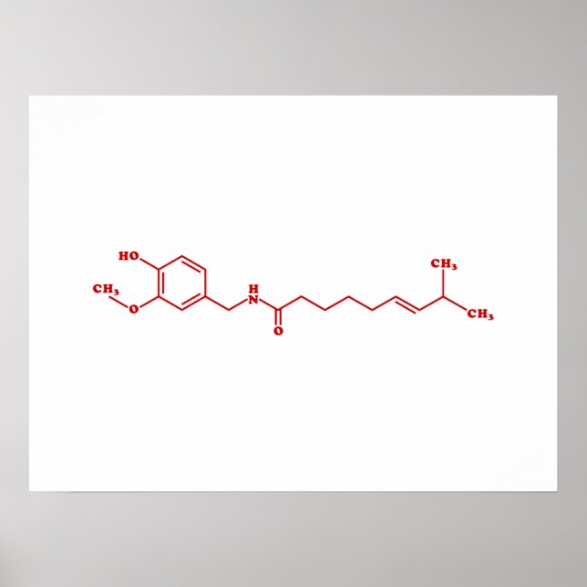 Chili Capsaicin Molecular Chemical Formula Poster (Front)