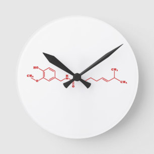 Chili Capsaicin Molecular Chemical Formula Round Clock