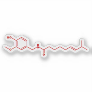 Chili Capsaicin Molecular Chemical Formula Sticker