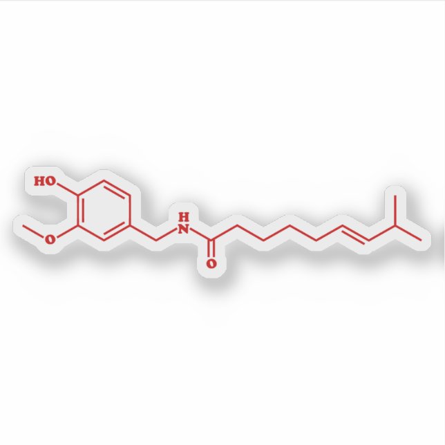 Chili Capsaicin Molecular Chemical Formula Sticker (Front)