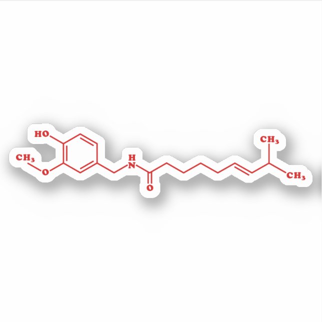Chili Capsaicin Molecular Chemical Formula Sticker (Front)