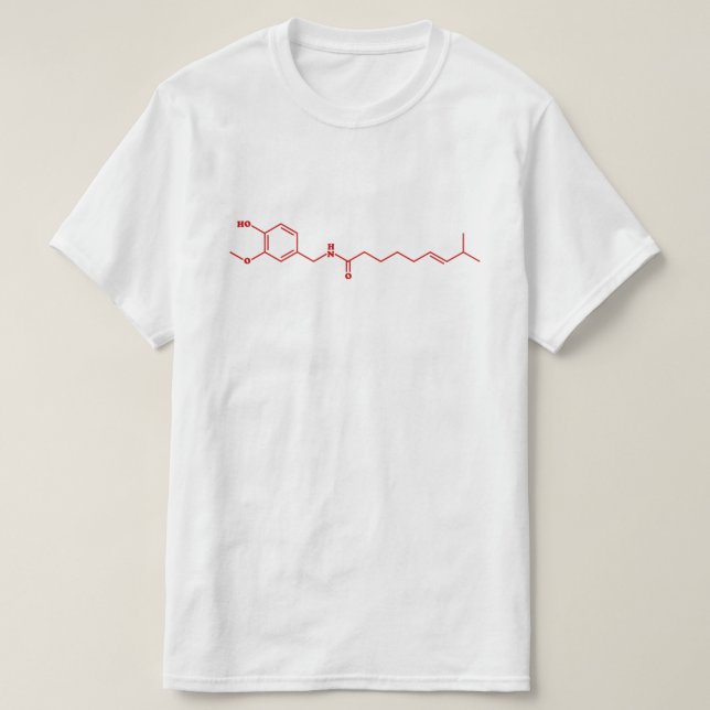 Chili Capsaicin Molecular Chemical Formula T-Shirt (Design Front)