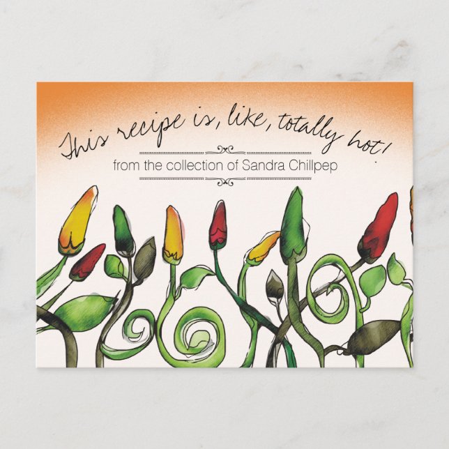 Chili chile peppers Mexican cooking recipe card (Front)