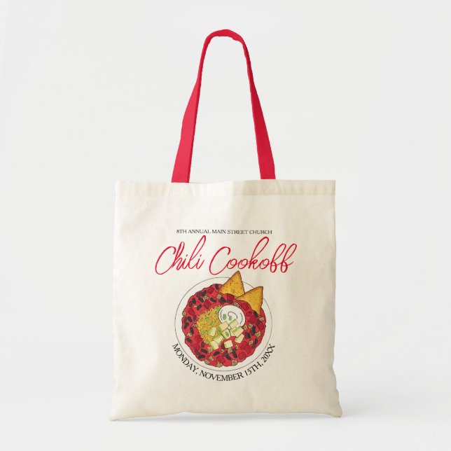 Chili Chilli Soup Cookoff Competition Supper Food Tote Bag (Front)