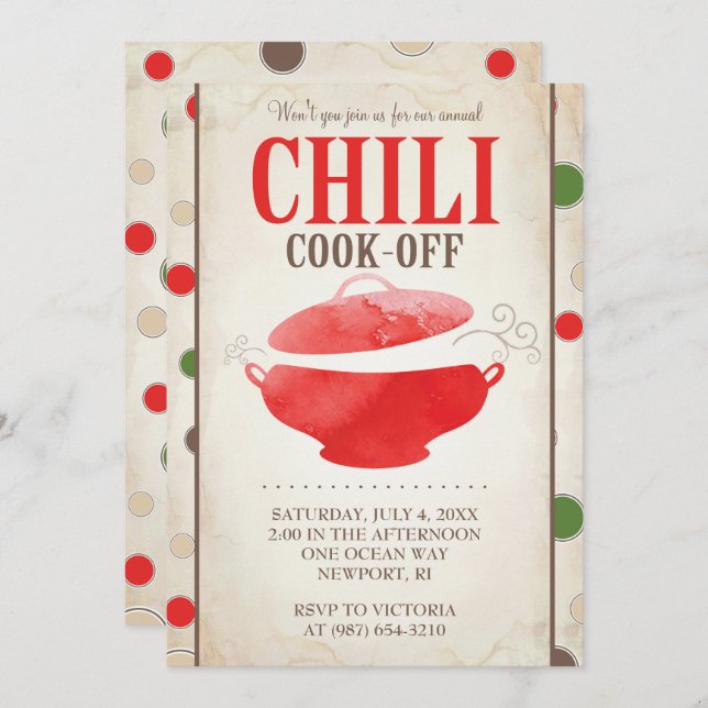 Chili Contest Invitations ~ BBQ Invite (Front/Back)
