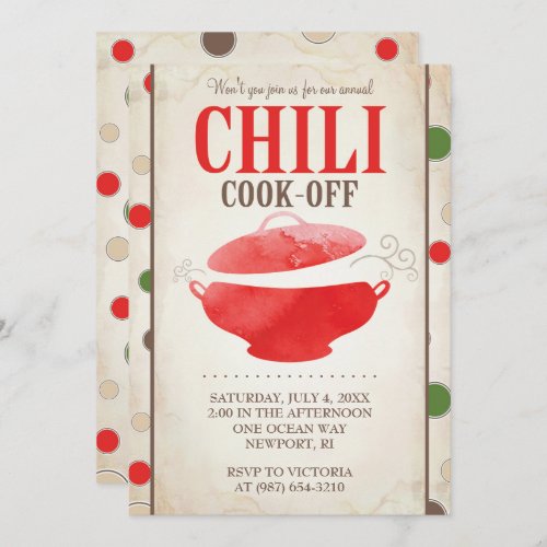 Chili Contest Invitations  BBQ Invite