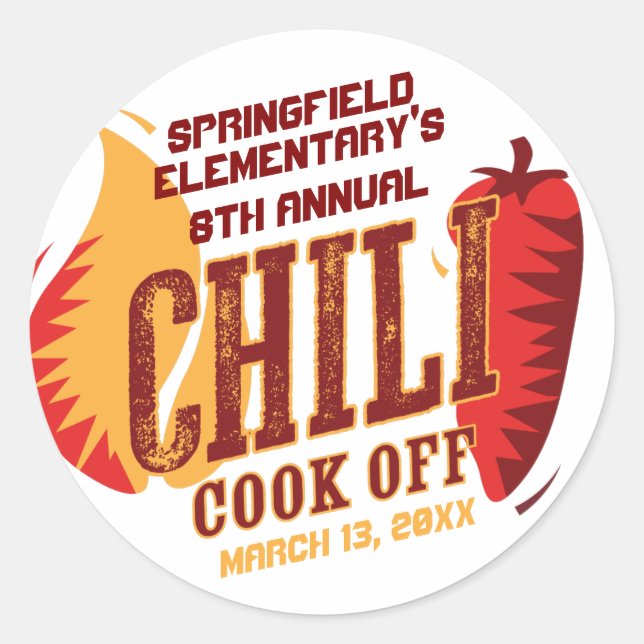 Chili Cook Off | BBQ Cookout Contest Classic Round Sticker (Front)