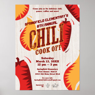 Chili Cook Off   BBQ Cookout Contest Poster