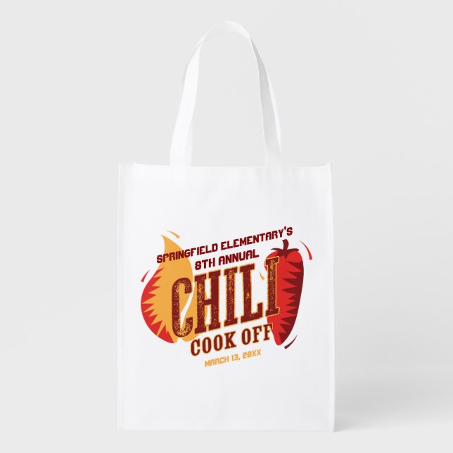 Chili Cook Off | BBQ Cookout Contest Reusable Grocery Bag (Front)