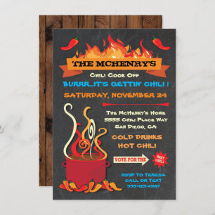 CHILI COOK OFF Chalkboard Party Poster Invitation