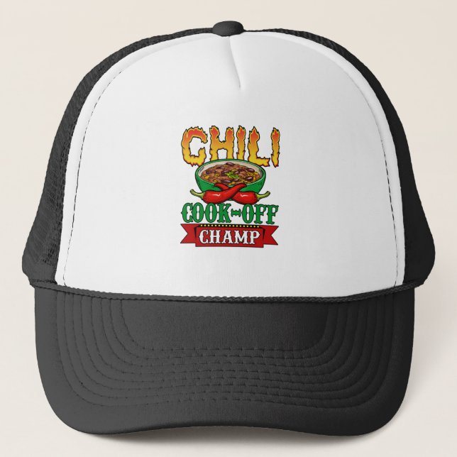 Chili Cook Off Champ Competition Winner Trucker Hat (Front)