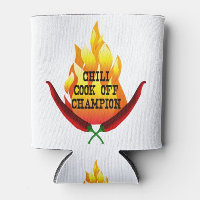 Chili Cook Off Champion Flame Design Can Cooler (Front)
