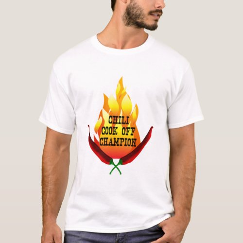 Chili Cook Off Champion Flame Design T_Shirt