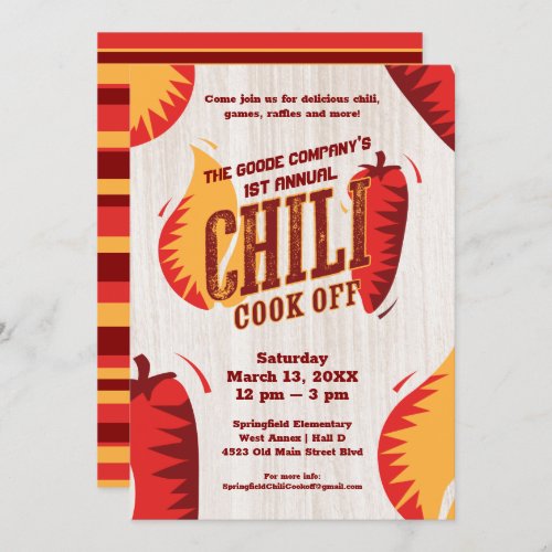 Chili Cook Off Corporate Party  BBQ Contest Invitation