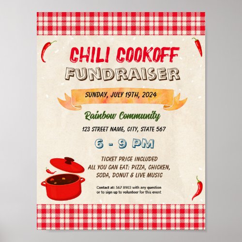 Chili Cook Off Fundraiser template  Poster