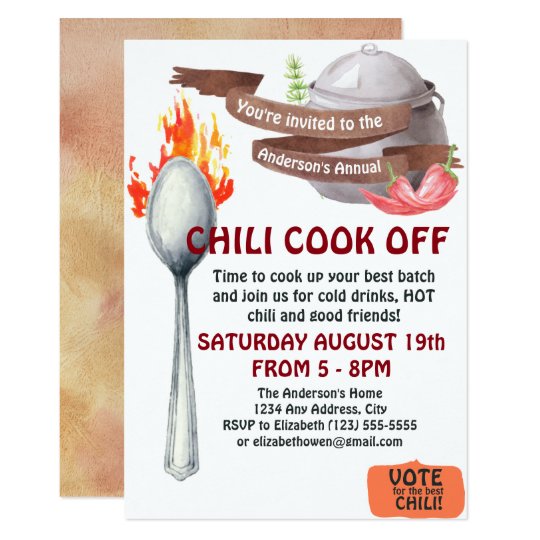 Chili Cook Off Invitation Zazzle