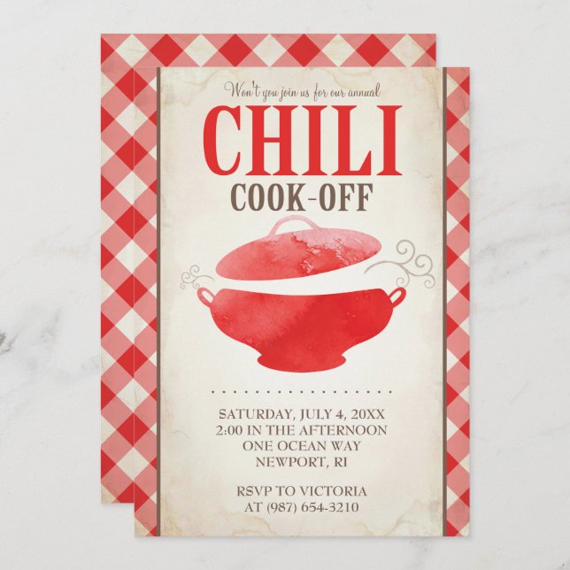 Chili Cook Off Invitations ~ BBQ Invite (Front/Back)