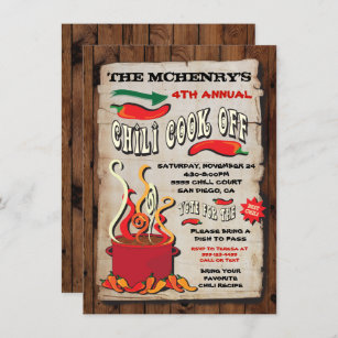 CHILI COOK OFF Party Poster Invitation