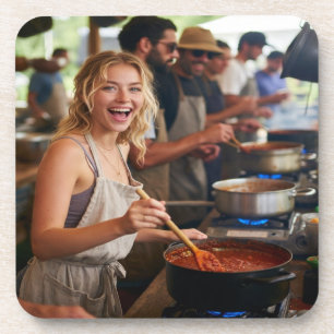 Chili Cook Off Photo Customize Beverage Coaster