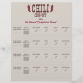 Chili Cook Off Voting Ballot Sheet (Front)