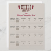Chili Cook Off Voting Ballot Sheet (Front/Back)